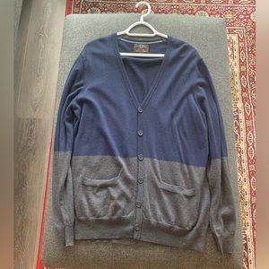 Black Brown 1826 Merino Wool Cardigan - Blue/Grey